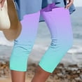 thumbnail image 2 of Stamzod Gym Leggings for Women Fashion Gradient Printing Summer Stretch Waist Capri Leggings Casual Slim Fitting Plus Size Capris for Women Mint Green C XXXL, 2 of 5
