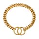thumbnail image 1 of Collar de cadena para perro alto oro de 18 quilates acero inoxidable pulido unión de cadena cubana fuerte protección resistente MFZFUKR CPB-US-YY524-4, 1 of 5