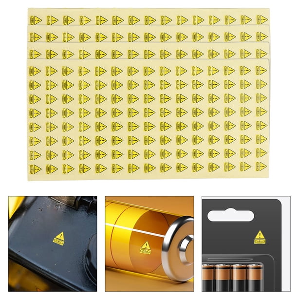 unbranded 500Ud Etiquetas De Advertencia Para Baterías Adhesivas De Papel Amarillo Para Precaución Y Seguridad