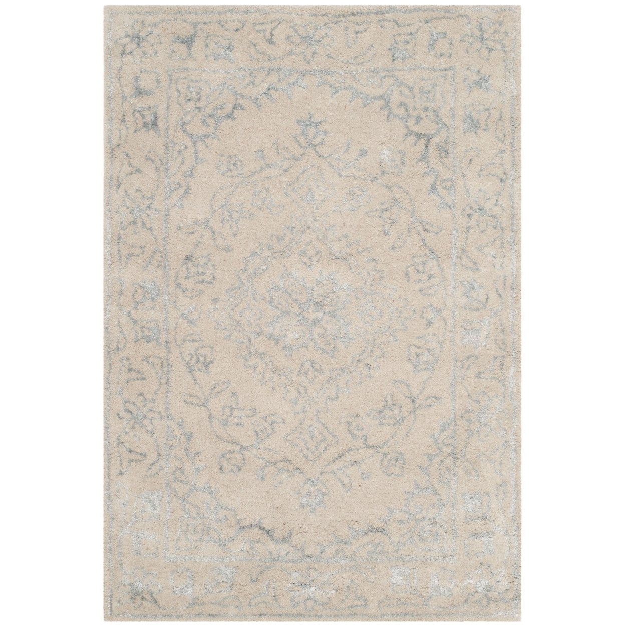 SAFAVIEH Glamour Gaia Floral Bordered Wool Area Rug, Light Grey, 2' x 3'