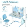 thumbnail image 4 of Floseru Kids Functional Desk and Chair Set,Height Adjustable Children School Study Table Chair Set with Sitting Corrector, Ergonomic Desk Chair with Book Stand, Foot Pedal, Partition Design, 4 of 8
