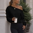 thumbnail image 6 of NominalSnug Cropped Sweatshirts for Women off Shoulder Long Sleeve Crop Top Fall Pullover Tops, 6 of 8