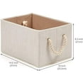 thumbnail image 2 of Set of 3 Bamboo Large Fabric Storage Baskets Organizer with Cotton Rope Handle, Collapsible Container Box for Closet Cubby Shelves -Beige, 2 of 8
