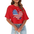 thumbnail image 2 of HEILAU American Flag Graphic T Shirts for Women 4th of July Crop Tops USA Shirt Patriotic Tee Memorial Day Tshirt Girls Patriotic Tops, 2 of 5