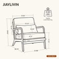 thumbnail image 6 of HSUNNS Mid-Century Modern Accent Chair, Arm Chair with Wood Frame and Pillow, Upholstered Armchair Comfort Reading Chair Lounge Chair for Living Room Bedroom Sunroom, Green, 6 of 11