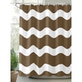 thumbnail image 2 of Shower Curtains Brown and White Stripes Bath Curtain Sea Wave Waterproof Bathroom Shower Curtain Set with Hooks Decoration 72 x 84 Inches, 2 of 7