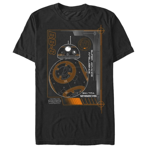 Men's Star Wars The Force Awakens BB-8 Super Advance Intelligence Graphic Tee Black 2X Large