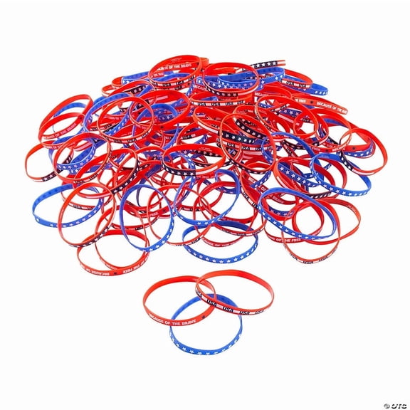 7 1/4" Bulk 240 Pieces Patriotic Thin Band Silicone Bracelets