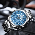 thumbnail image 2 of Mirar CURREN Reloj de cuarzo para hombre Reloj de pulsera de moda con correa de acero inoxidable Pantalla luminosa Relojes de vestir de 3 ATM CURREN Mirar, 2 of 7