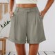 thumbnail image 1 of MKLEKYY Pantalones Cortos de Vestir de Cintura Alta para Mujer con Pliegues, Bolsillos Laterales y Espalda Elástica, Cómodos, Transpirables, Informales, para Viajar, Verano, Primavera y Otoño., 1 of 4