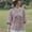 Purple, variant on Tittly Womens Linen Tops Womens Oversized Button Down Shirts Linen Tunics for Women 3/4 Sleeve Linen Shirts For Women 2025 Cotton Summer Retro Boho Tops Vacation Blouse Green