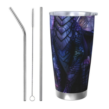 

Goofa Fantasy Dragon In Cathedral for 20 oz Skinny Tumbler Stainless Steel Coffee Mug Slim Vacuum Insulated Travel Cup Car Cup-Straw Three-piece Set