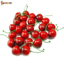 Spencer 30Pcs Artificial Simulation Red Black Cherries, Lifelike Fake Fruit Cherry Model for Home Kitchen Party Decoration Desk Ornament
