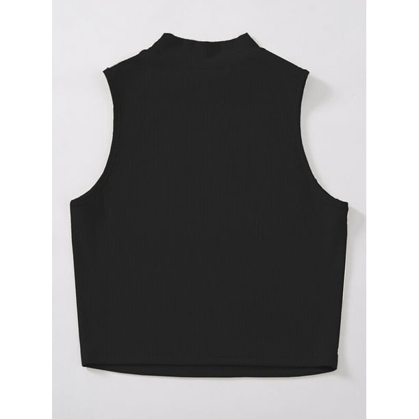 Fitted Sleeveless Mock-Neck Top