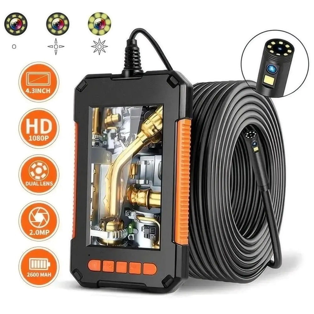8mm Lens Pipeline Camera HD Color Screen 4.3 Inch IPS 1080P IP67 Waterproof Endoscope Camera With 8 LED Lights Plumbing Camera