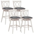 thumbnail image 1 of Gymax Set of 4 Barstools Swivel Bar Height Chairs with Rubber Wood Legs Antique White, 1 of 10