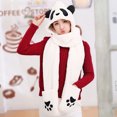 thumbnail image 3 of XIAOCHA Womens Panda‑Print Hooded Scarf Hat Plush Hats for Fall Winter Walk Hoodedscrafthats,White, 3 of 7