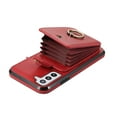 thumbnail image 4 of for Samsung Galaxy S22 Wallet Case with Card Holder, PU Leather Case with Ring Holder Kickstand, Snap Button Card Slots Case for Women Men for S22 with Crossbody Strap - Red, 4 of 7