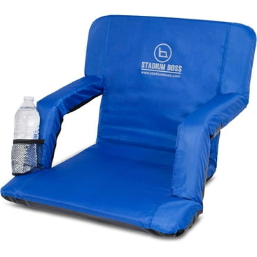 Stadium Boss Recliner Stadium Seat for Bleachers, Benches, Lawns, Backyard, Camping & Beach – Padded Sport Chair, Cushion Backs & Armrest – 6 Reclining Positions – Portable Carry Straps
