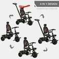 thumbnail image 4 of Qaba Tricycle pour Enfants 4 en 1 Tricycle avec Siège Réversible à Angle Ajustable Poignée Amovible Auvent Main Courante Ceinture Rangement Repose-Pieds Frein Embrayage pour 1-5 Ans Rouge, 4 of 9