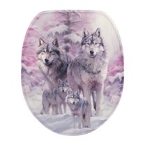 SEANATIVE Ice Wolf Toilet Lid Seat Protector Cover Soft Toilet Lid Covers 17.3*13 Inches Toilet Protector Cover with Elastic Edge Reusable Standard Toilet Lid Cover