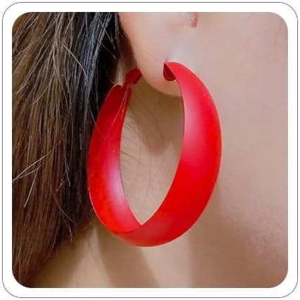 Red Hoop Earrings for Women Trendy Red Christmas Earring for Daughter Mom 80s 90s Neon Earring Large Hoop Earrings Accessorie Jewelry
