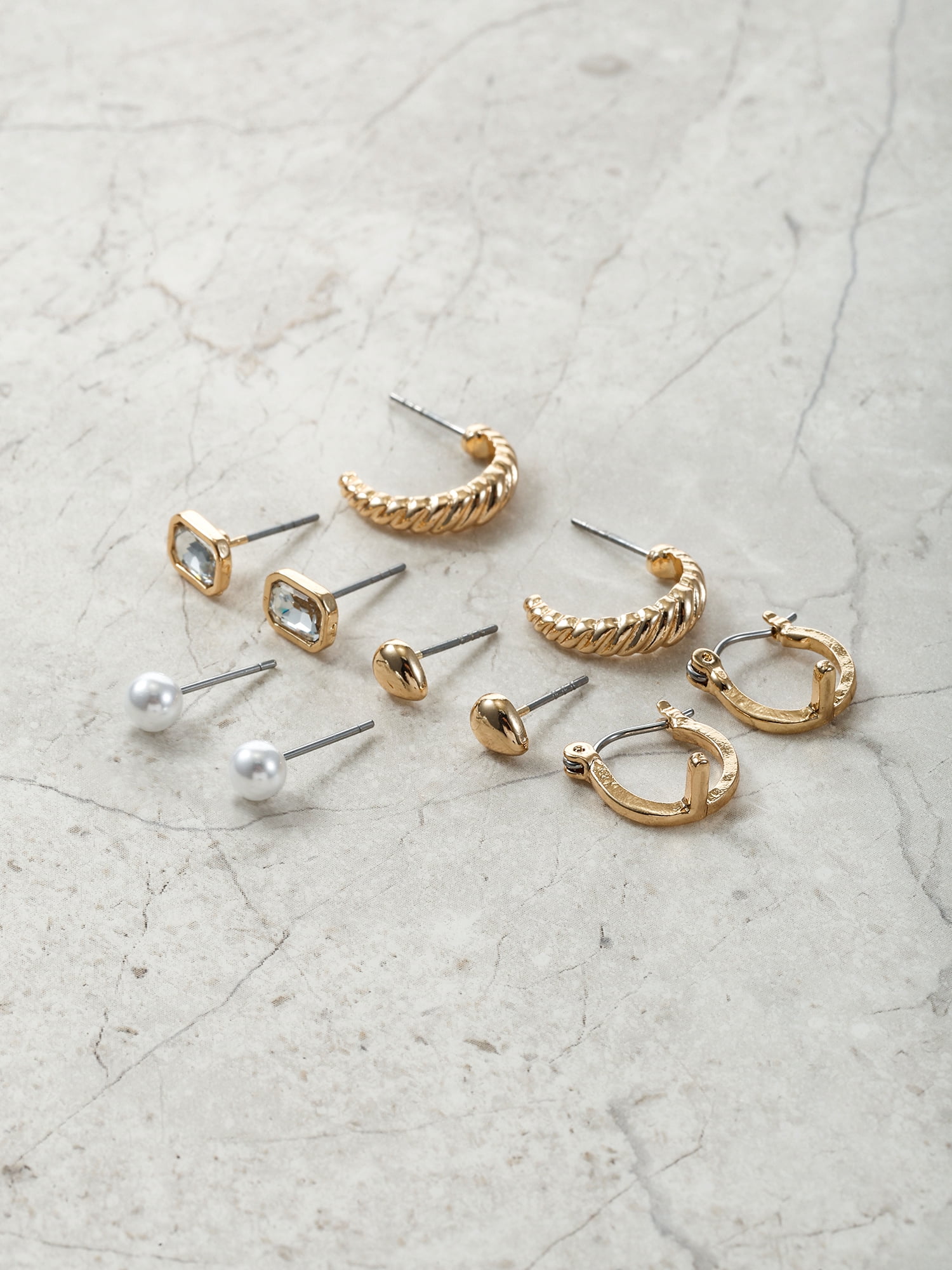 Time and Tru Goldtone Multi Earring Set, 5 Pairs, Initial L