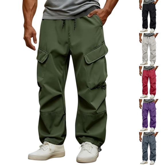 BXSRUTA Men's Waterproof Windproof Hiking Cargo Work Pants Outdoor Breathable with Elastic Waist and Pockets