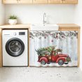 thumbnail image 3 of Christmas Truck Sink Skirt 10"Wx11"L,Dustproof Under Sink Curtain W/ Self Adhesive Tape,Xmas Tree Branch Red Balls Snowflake Rustic Cabinet Curtain Cover for Bathroom Vanity,Kitchen Storage Shelf, 3 of 9
