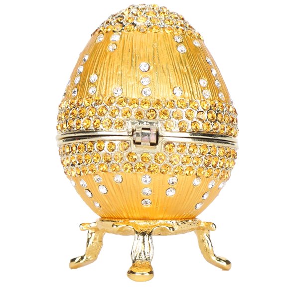 Vintage Faberge Style Egg Trinket Box ,European Style Shiny Artificial Diamond Enameled Jewelry Box, Limited Edition Collectible, Unique Gift for Home Decor