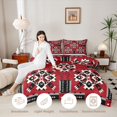 thumbnail image 4 of Manfei Aztec Tribal Full Size Comforter Sets, Geometric Diamond Bedding Comforter Set, Red Black Cream, Black Reversible 3 Pieces, 1 Comforter and 2 Pillowcases, 4 of 6