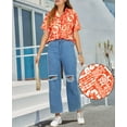 thumbnail image 2 of HAPPY BAY Button Down Shirt for Women Casual Summer Beach Blouse Shirt Luau Party Tops Blouses Short Sleeve Dress Shirts Hawaiian T Shirt for Women S Floral, Red, 2 of 5