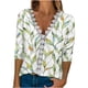 thumbnail image 2 of Puntoco - Camiseta de moda para mujer con estampado floral de encaje, blusa de manga tres cuartos con cuello en V, tops casuales Puntoco Puntoco-123, 2 of 5