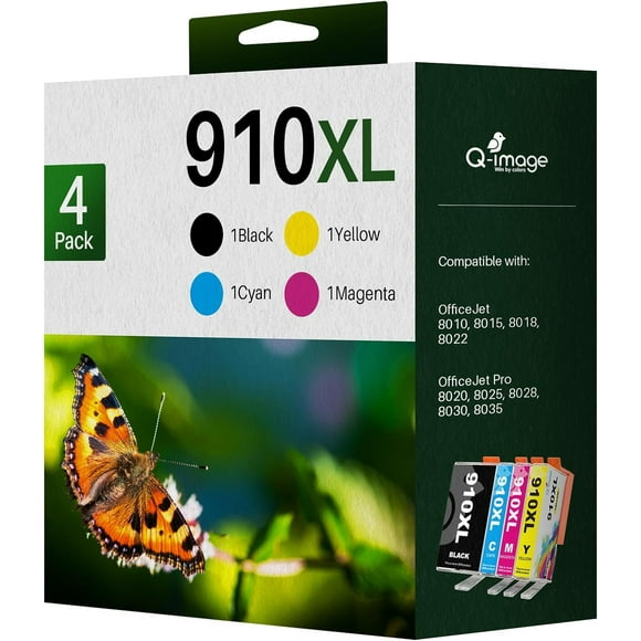 910XL Ink Cartridges for HP Printers Replacement for HP 910 Ink 910XL Ink Compatible with HP OfficeJet Pro 8025 8020 8035 8028 8010 8015 8018 8022 Printer (4-Pack HP 910 XL Ink Cartridges Combo Pack)