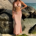 thumbnail image 2 of Women's 3 Piece Swimsuit Sexy Halter High Cut String Tie Side Triangle Bathing Suit with Sarong Cover Up Dress, 2 of 5