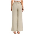 thumbnail image 3 of INSPIRE CHIC Casual Wide Leg Pants for Women's Elastic High Waist One Button Lightwieght Pants Trousers with Pockets XL Khaki, 3 of 5