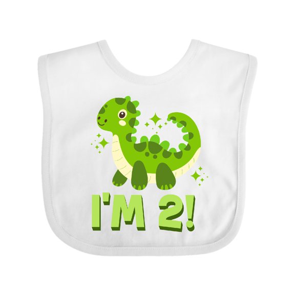 Inktastic 2nd Birthday Dinosaur 2 Year Old Boys or Girls Baby Bib