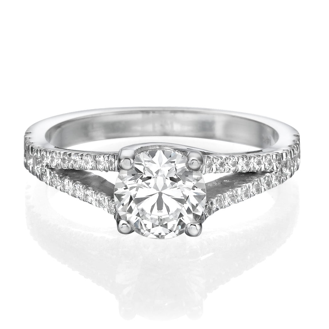 2.15Ct 3 Stone Solitaire Round Cut Diamond Engagement Ring Solid 14k White Gold 