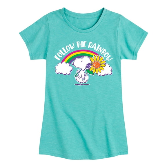 Peanuts - Follow The Rainbow - Youth Girls Short Sleeve Tee
