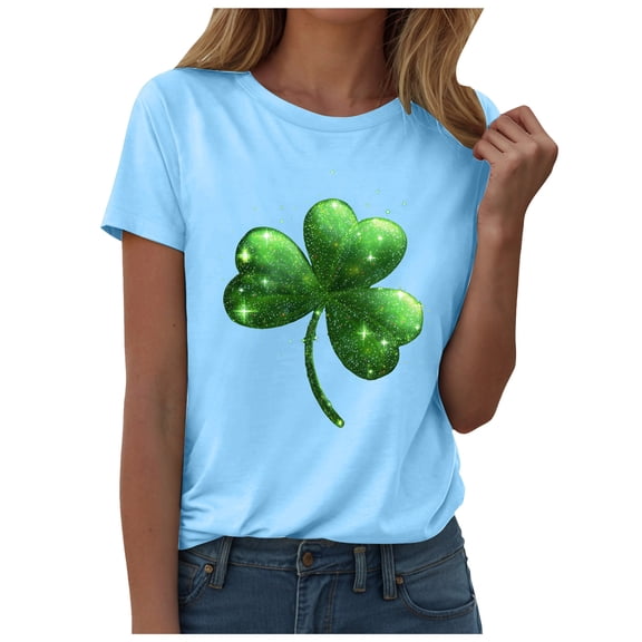 larppty Clover St Patricks Day Shamrock St Pattys Day Irish Shirt for Women (Sky Blue, XXL)