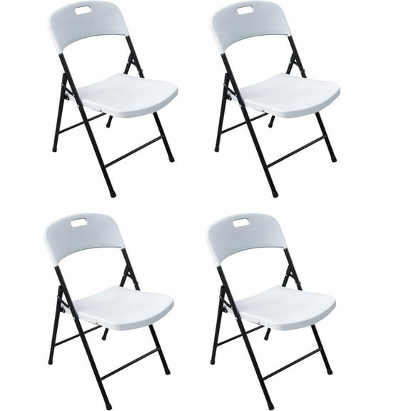 BTEXPERT Thick Folding Chair Party Chair Indoor Outdoor Wedding Event Picnic Kitchen Dining Church School White Foldable Chair Steel Frame Set of 6