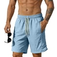 thumbnail image 2 of Inglocry Mens Beach Shorts Bermuda Quick Dry Stretch Sun Protection Lightweight Gym Tennis Workout Shorts with Zip Pockets Light Blue 3XL, 2 of 5