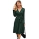 thumbnail image 2 of Vestido de suéter de invierno 2023 para mujer, manga larga, cuello en V, casual, cinturón de punto acanalado, vestidos de vacaciones con bolsillos, 2 of 5