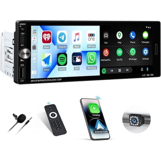 Autoradio 1 DIN Avec écran Tactile 7 Pouces Rétractable - Carplay/Android Auto Sans Fil, Bluetooth, Caméra De Recul, Compatible Commandes Au Volant
