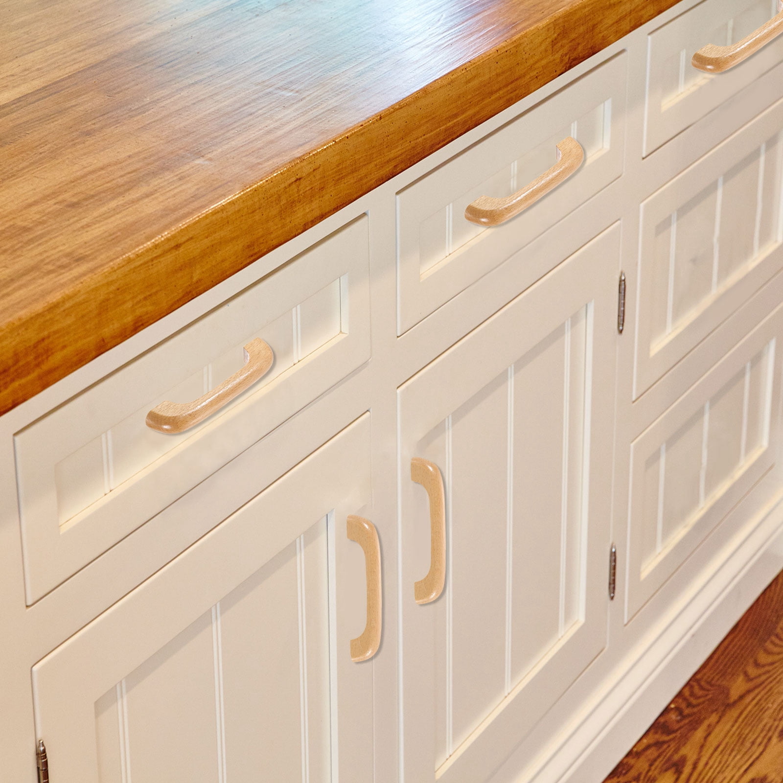 Unique Bargains 10Pcs Wood Drawer Pulls Handles, 96mm Hole Spacing for Kitchen Dresser