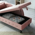 thumbnail image 5 of 60" Velvet Multifunctional Storage Chaise Lounge, Long Lounger with Buttons Tufted Nailhead Trimmed, Upholstered Lounge Chair Indoor with Solid Wood Legs and 1 Pillow, Sleeper Sofa, Rose, 5 of 6
