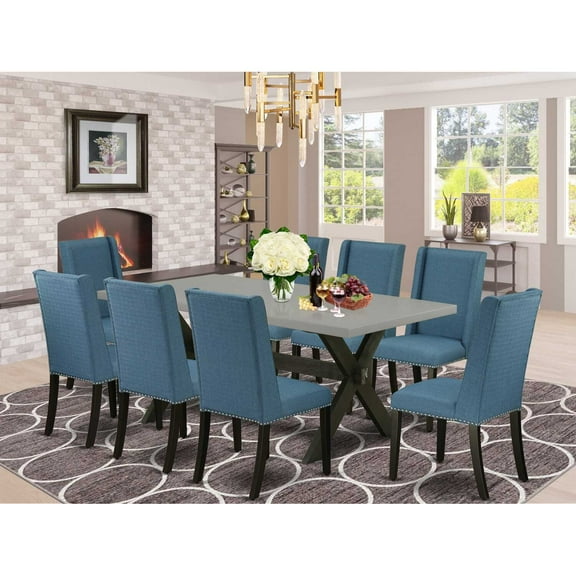 East West Furniture X626Ga650-7 - 7-Piece Modern Dining Table Set - 6 Kitchen Parson Chairs and a Rectangular a Rectangular Table Solid Wood Frame