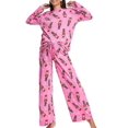 thumbnail image 3 of Conjunto de pijama navideño para mujer 2024, estampado de cascanueces de dibujos animados, camiseta de manga larga con cuello redondo y pantalones, ropa de dormir para estar en casa, 3 of 5