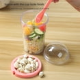 thumbnail image 2 of (400ml rosa con cuchara) Taza de avena de doble capa/taza de desayuno/taza de ensalada de yogur material plástico PP, 2 of 5