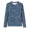 thumbnail image 2 of JTZGDY Cute Women Floral Shirts Dressy Casual Summer 3/4 Length Sleeve Crewneck Basic Tunic Tees Tops Lightweight Cotton Pullover Blouse Fashion Ladies 2025 Outfit Clothes Navy#02 XXL, 2 of 5